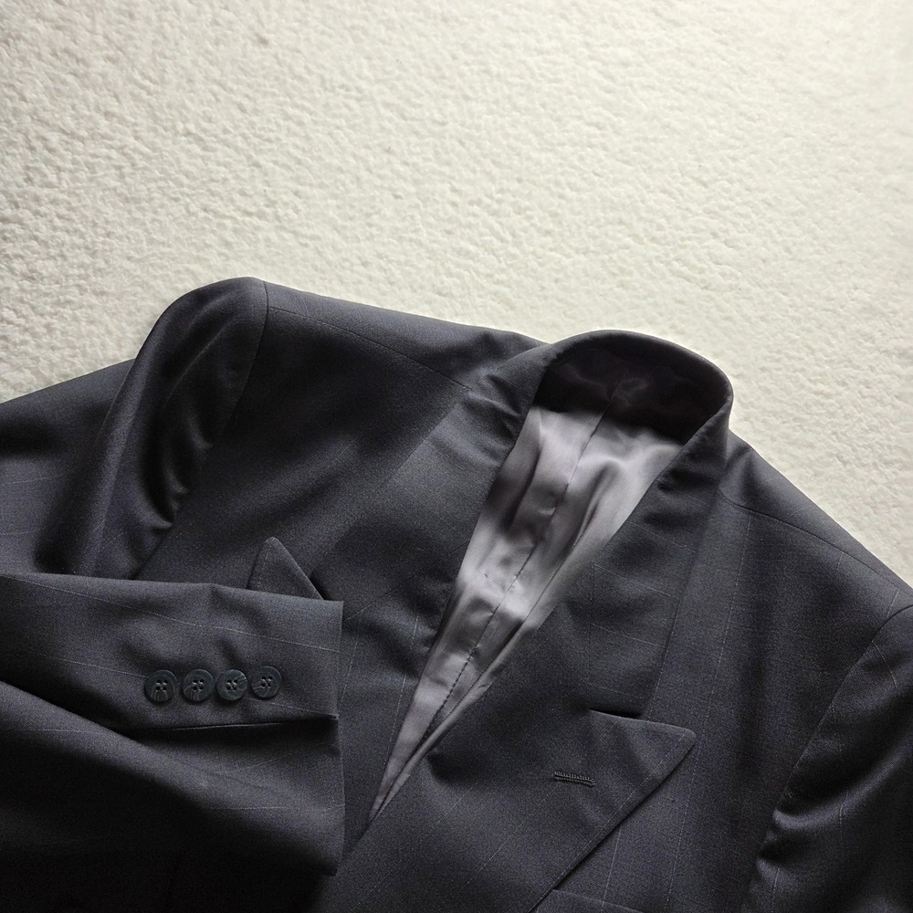 Jean Paul Germain Suit Jacket Mens 40R Gray Pinstripe Double Breasted Peak Lapel